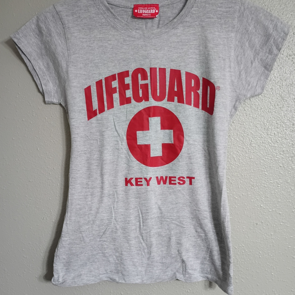 Lifeguard Women's Gray and Red Short Sleeve Tee Size Small